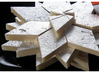 indian sweet kaju katli made by cashews