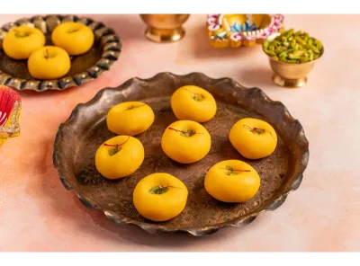 indian sweet kesar peda by gangour sweets