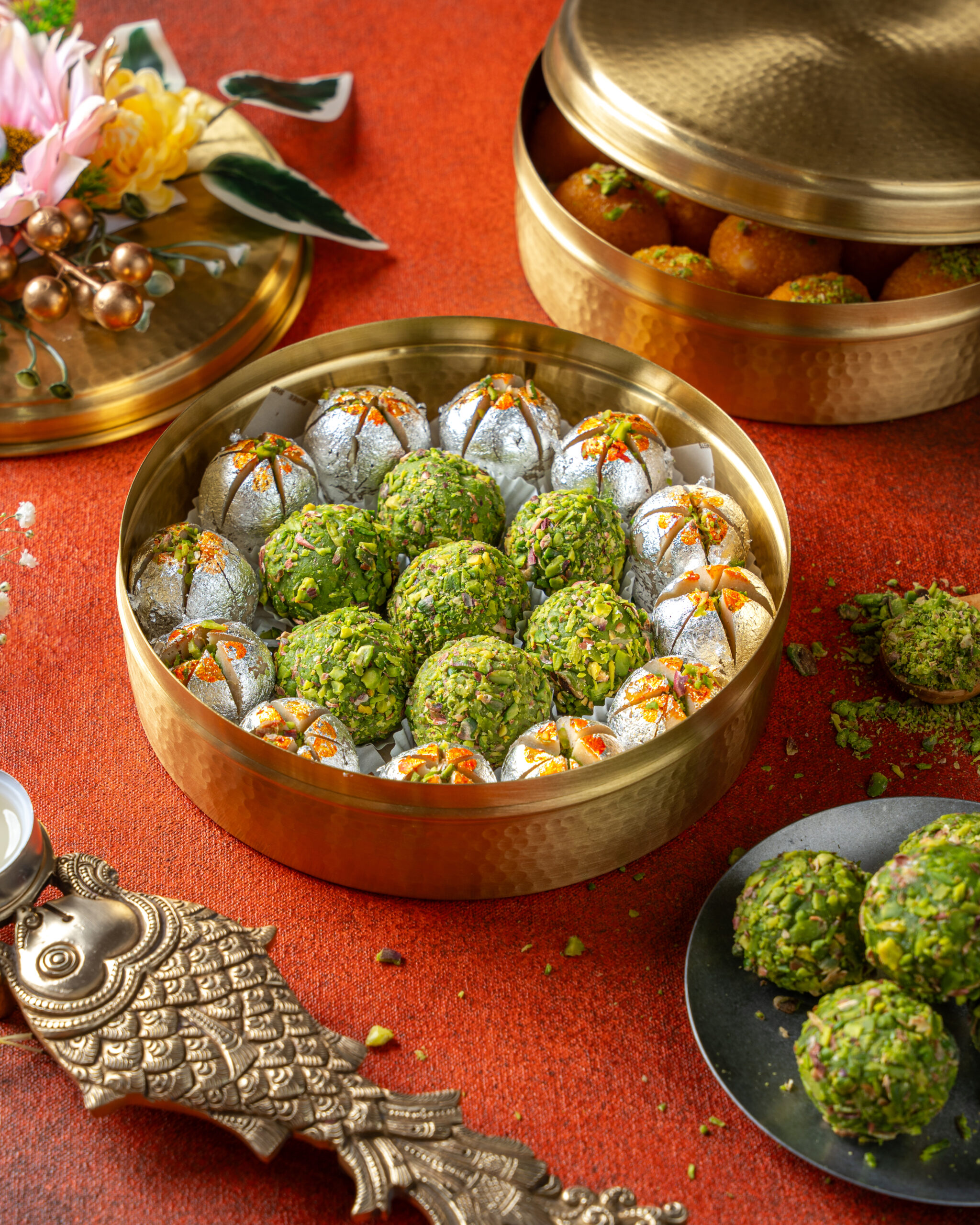 Brass Round Laddu Box